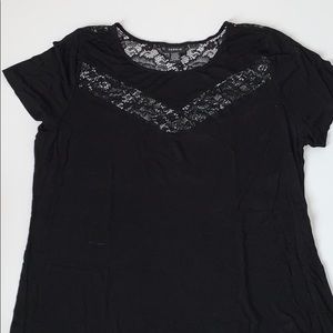Black Torrid tee with lace inserts